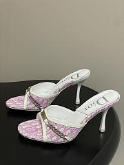 Dior Tricolor Canvas Pink Slide Sandals 10cm - 4