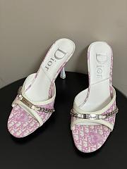 Dior Tricolor Canvas Pink Slide Sandals 10cm - 3
