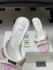 Dior Tricolor Canvas Pink Slide Sandals 10cm - 2