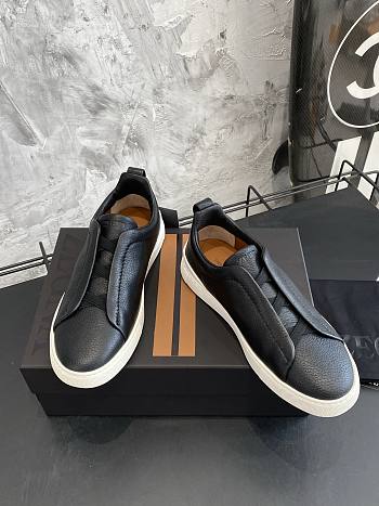 Zegna Black Deerskin Triples Sneakers