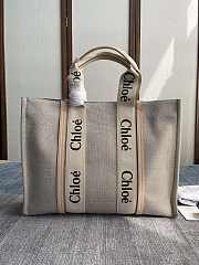Chloe Large Woody Tote Bag Beige 45x33x13cm - 1