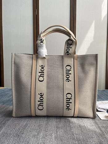 Chloe Large Woody Tote Bag Beige 45x33x13cm