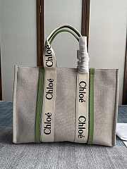 Chloe Large Woody Tote Bag Green 45x33x13cm - 1