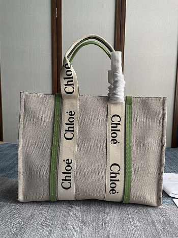 Chloe Large Woody Tote Bag Green 45x33x13cm