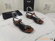YSL Cassandra Sandals Leather Brown - 4