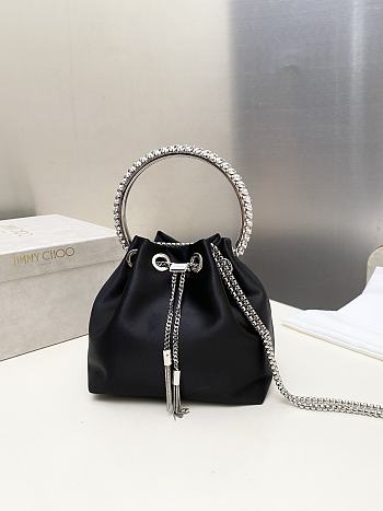 Jimmy Choo Bon Bon Crystal Satin Black Bag 16x15x9.5cm