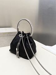 Jimmy Choo Bon Bon Crystal Satin Black Bag 16x15x9.5cm - 5
