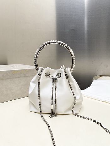 Jimmy Choo Bon Bon Crystal Satin White Bag 16x15x9.5cm