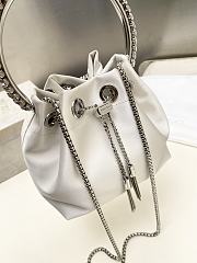 Jimmy Choo Bon Bon Crystal Satin White Bag 16x15x9.5cm - 6