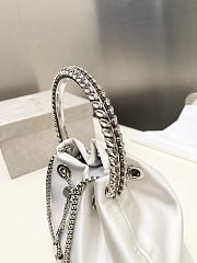 Jimmy Choo Bon Bon Crystal Satin White Bag 16x15x9.5cm - 5