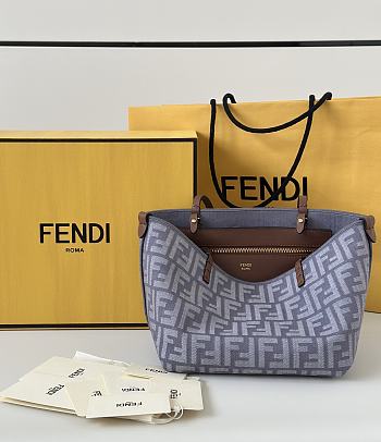 Fendi Small Roll Blue Denim FF Reversible 23x19.5x15cm