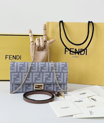 Fendi Wallet On Chain Baguette Blue Denim 21x11.5x5cm
