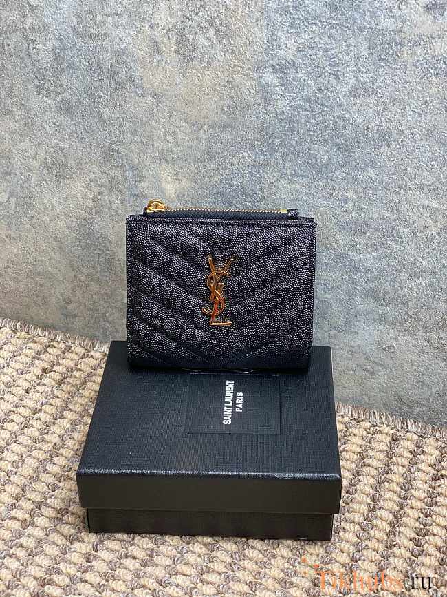 YSL Small Envelope Black Gold Wallet 10.5x8.5x2.5cm - 1