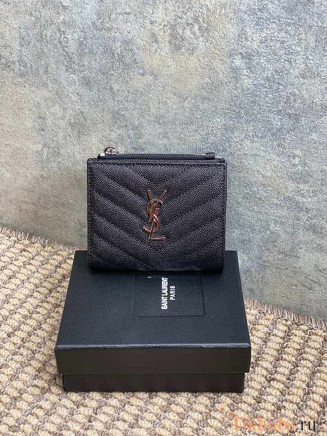 YSL Small Envelope Black Silver Wallet 10.5x8.5x2.5cm - 1