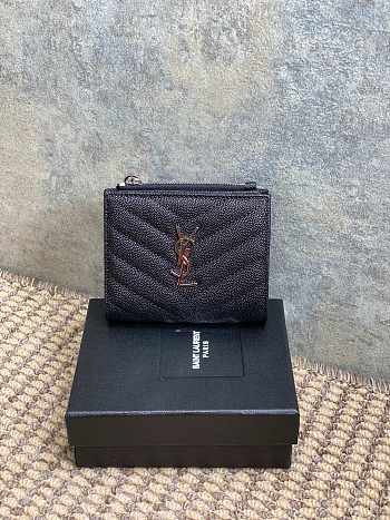 YSL Small Envelope Black Silver Wallet 10.5x8.5x2.5cm