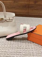 Hermes Oran Pink Cream Slides - 5