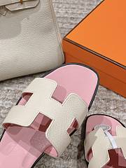 Hermes Oran Pink Cream Slides - 2
