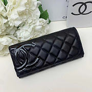 Chanel Cambon Line Long Wallet Black Lambskin 19.5x10x5cm - 1