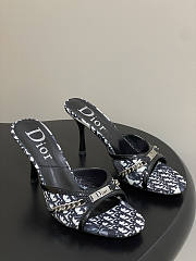 Dior Tricolor Canvas Blue Slide Sandals 10cm - 1