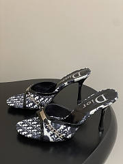 Dior Tricolor Canvas Blue Slide Sandals 10cm - 5