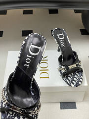 Dior Tricolor Canvas Blue Slide Sandals 10cm - 4