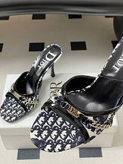 Dior Tricolor Canvas Blue Slide Sandals 10cm - 3