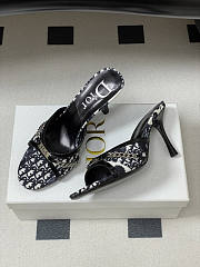 Dior Tricolor Canvas Blue Slide Sandals 10cm - 2