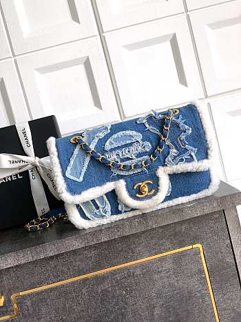 Chanel Flap Bag Denim Shearling Bag 26cm