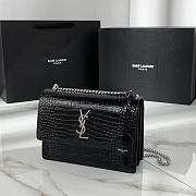 YSL Sunset Bag Crocodile Black Silver 22x8x16cm - 1