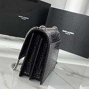 YSL Sunset Bag Crocodile Black Silver 22x8x16cm - 6
