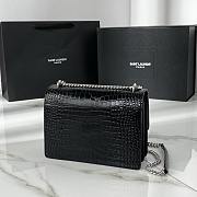 YSL Sunset Bag Crocodile Black Silver 22x8x16cm - 4