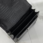 YSL Sunset Bag Crocodile Black Silver 22x8x16cm - 3