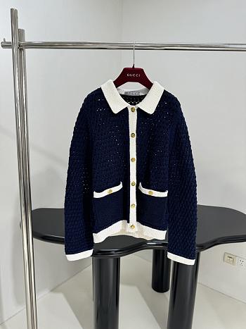Gucci Fine Crochet Cardigan Navy