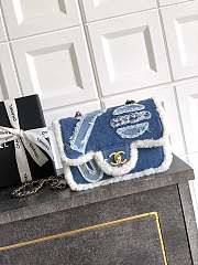 Chanel Small Flap Bag Denim Shearling Bag 20cm - 1