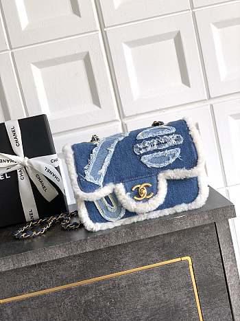 Chanel Small Flap Bag Denim Shearling Bag 20cm