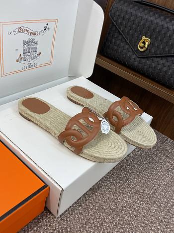 Hermes Famosa Leather Brown Sandal