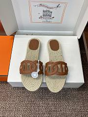 Hermes Famosa Leather Brown Sandal - 5