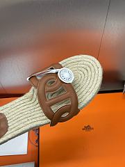 Hermes Famosa Leather Brown Sandal - 3