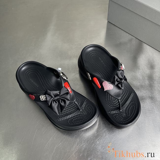 Balenciaga Crocs Thong Black Rubber With Jibbitz - 1