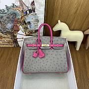 Hermes Birkin 25 Bag Grey Pink Gold Ostrich 25cm - 1