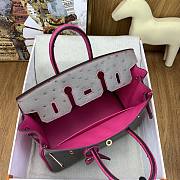 Hermes Birkin 25 Bag Grey Pink Gold Ostrich 25cm - 5