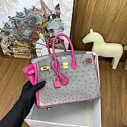 Hermes Birkin 25 Bag Grey Pink Gold Ostrich 25cm - 2
