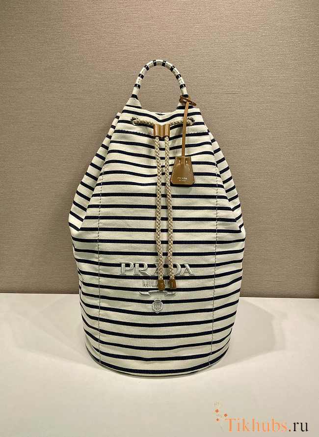 Prada Striped Canvas Drawstring Duffel Bag 55x34x34cm - 1
