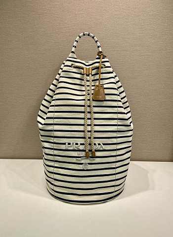 Prada Striped Canvas Drawstring Duffel Bag 55x34x34cm