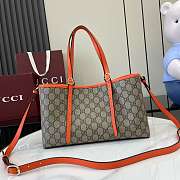 Gucci Emblem Medium Beige Orange Tote Bag 31x18.5x11.5cm - 3