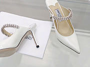 Jimmy Choo White Patent Leather Crystal Strap 10cm - 3