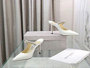 Jimmy Choo White Patent Leather Crystal Strap 10cm - 2