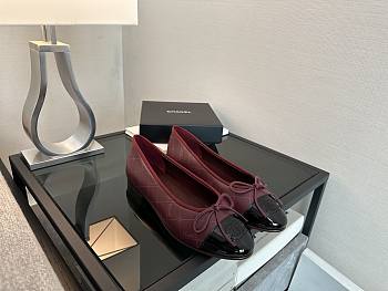 Chanel Ballet Wine Black Flats