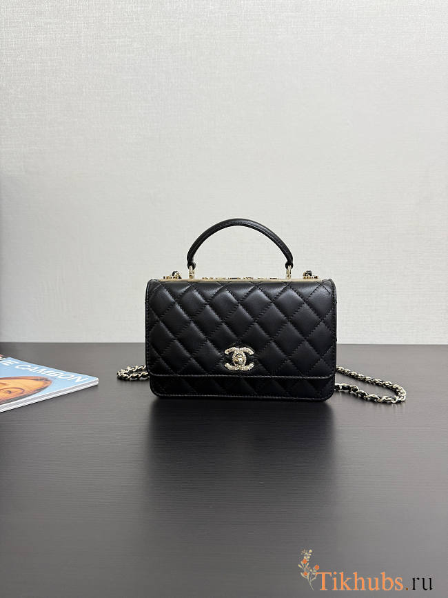 Chanel Top Handle Black Lambskin 18cm - 1