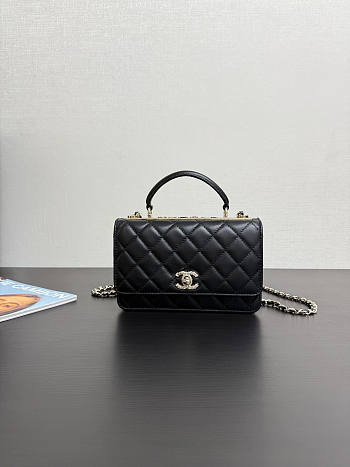 Chanel Top Handle Black Lambskin 18cm